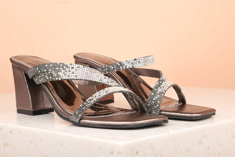 Classic Casual Sneakers Women Pewter Embellished Block Heels