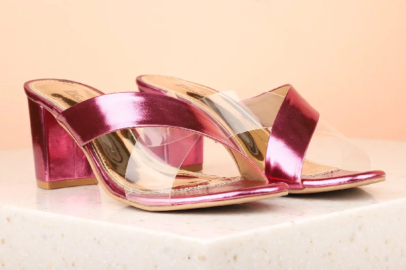 Fashionable Street Sneakers Women Rani Pink Embellished Block Heels