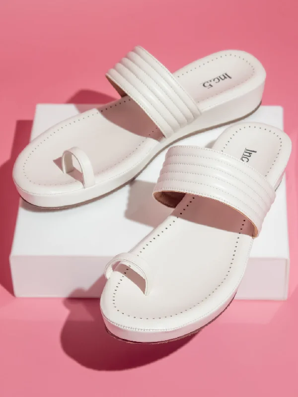 Flexible Street Sneakers Women White Solid Comfort Sandals