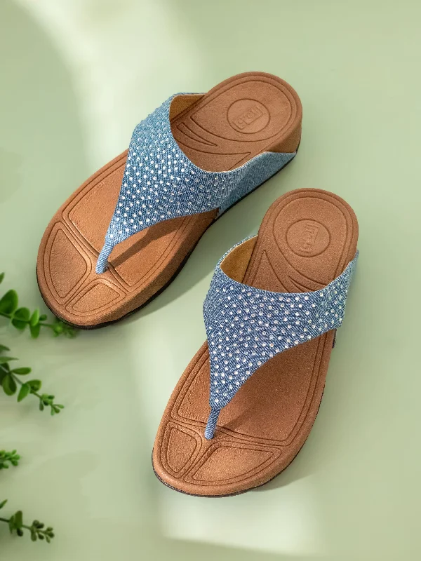 Breathable Street Sneakers Womens Blue Casual T-Strap Comfort Sandals