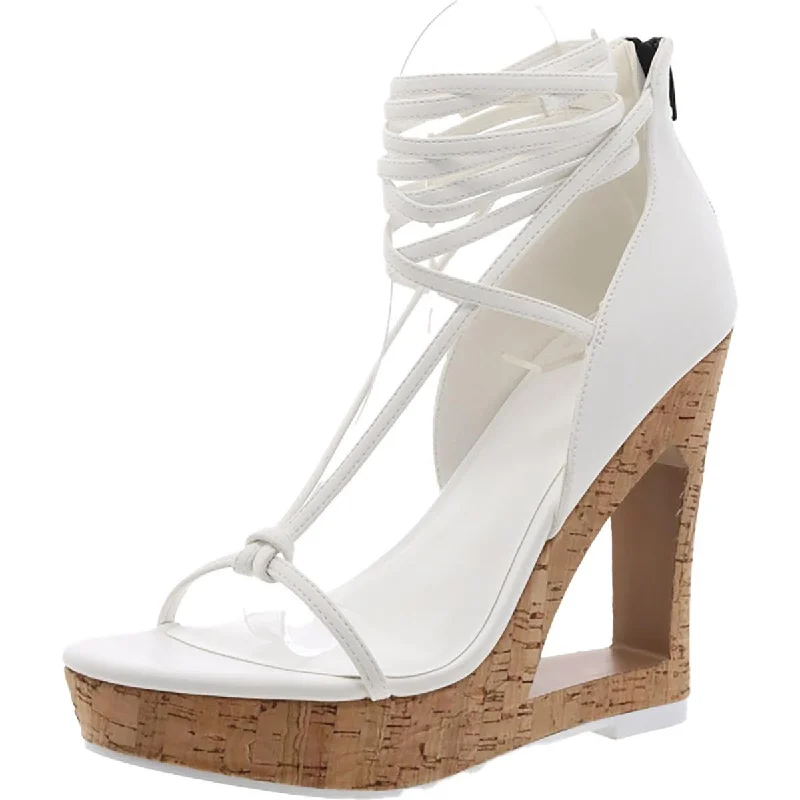 Modern Loafers Aaj By Aminah Womens NINA Faux Leather Almond toe Wedge Sandals