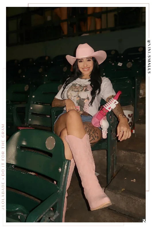 Stylish Slip-On Shoes Abby Cowgirl Boots - Pink