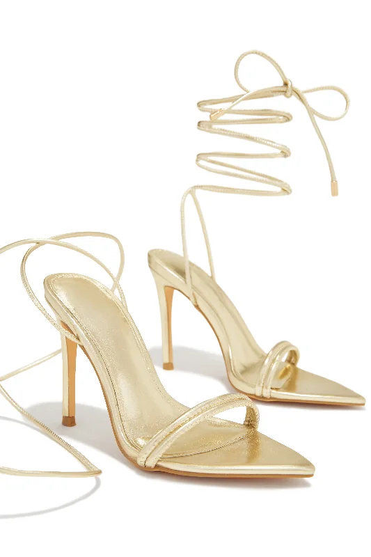 Chic Mesh Sneakers Anisah Lace Up High Heels - Gold