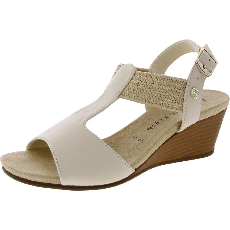 Airflow Sneakers Anne Klein Womens Brody Faux Leather Slingback Wedge Sandals