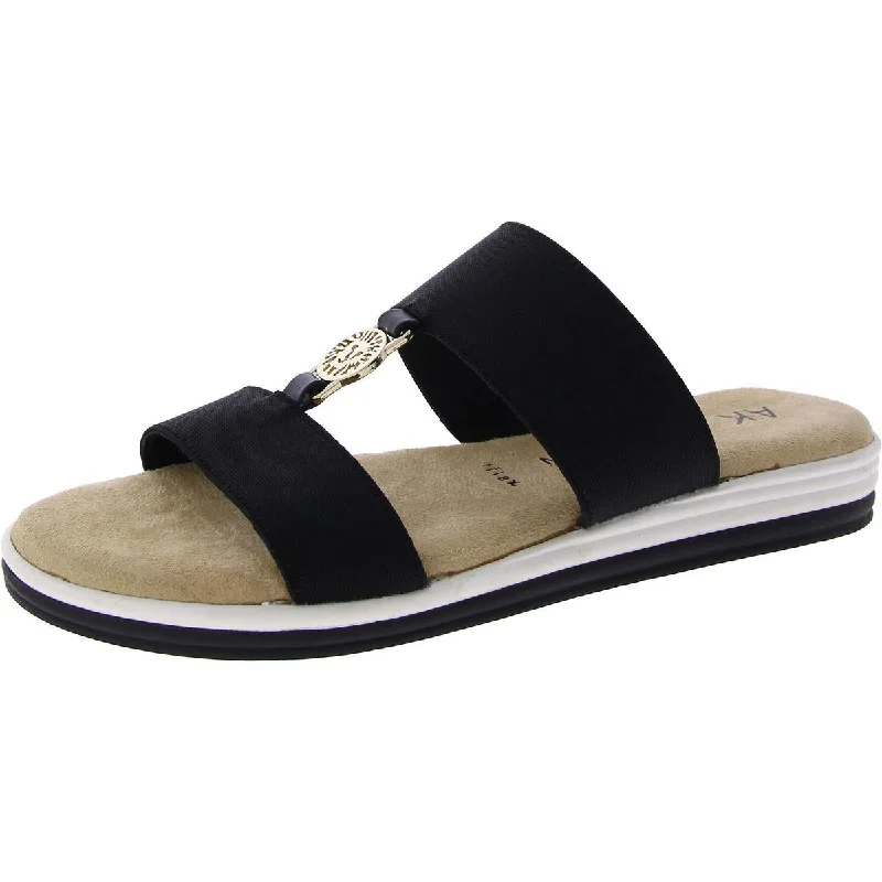 Breathable Comfort Shoes Anne Klein Womens Canvas Slip On Slide Sandals
