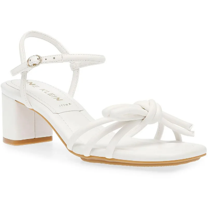 Soft Leather Shoes Anne Klein Womens Keilly Faux Leather Ankle Strap Block Heel