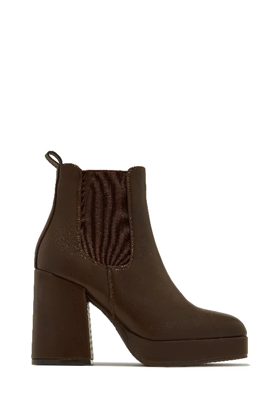 Fashion-Oriented Shoes Arya Platform Block Heel Ankle Boots - Brown