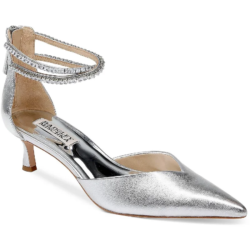 Ergonomic Casual Sneakers Badgley Mischka Womens Lilibeth Zipper Rhinestone Kitten Heels