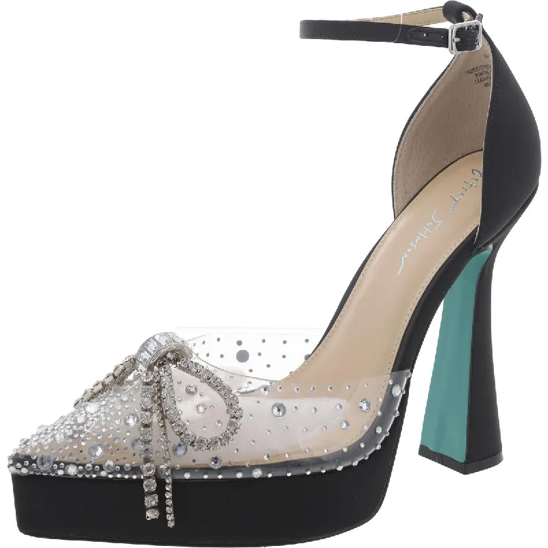 Durable Slip-On Shoes Betsey Johnson Womens Satin Embellished Platform Heels