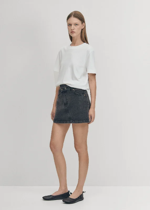 Durable Slip-On Shoes Boston Black Denim Skirt