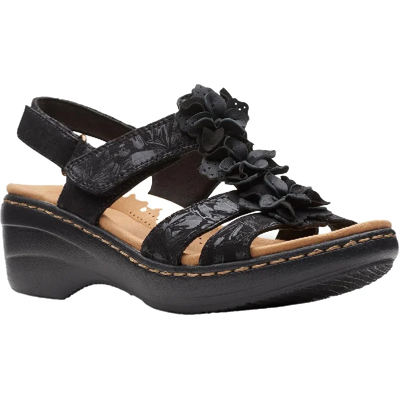 Airy Walking Shoes Clarks Womens Merliah Sheryl Leather Strappy Wedge Heels
