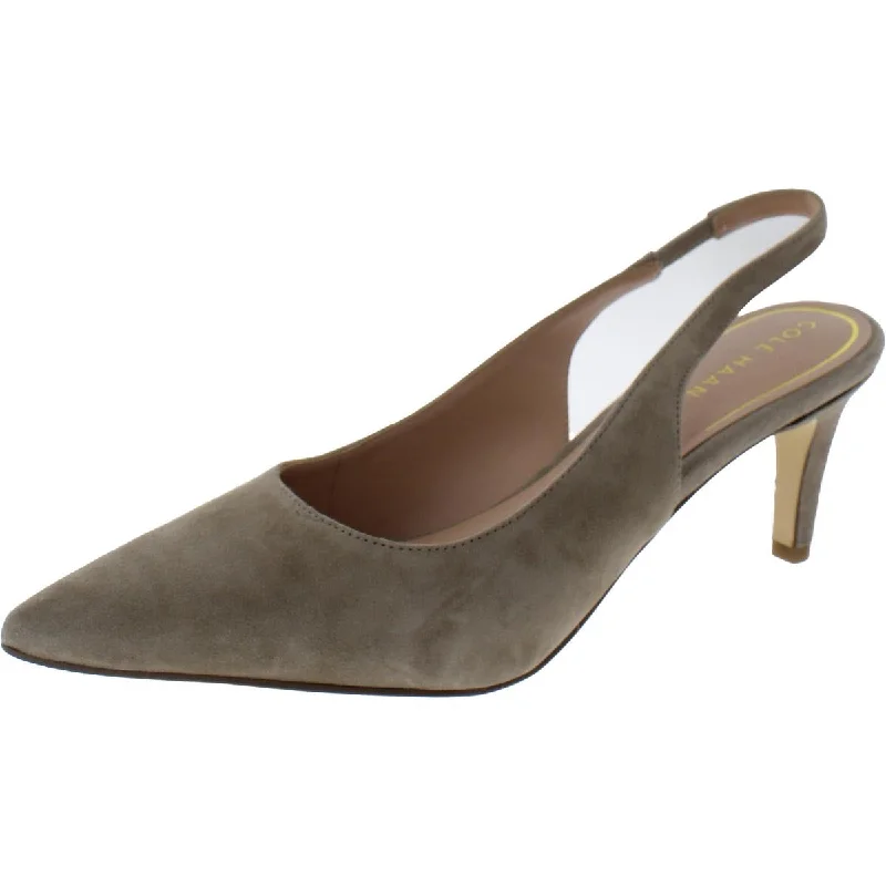Breathable Lightweight Shoes Cole Haan Womens Vandam Suede Slingback Heels