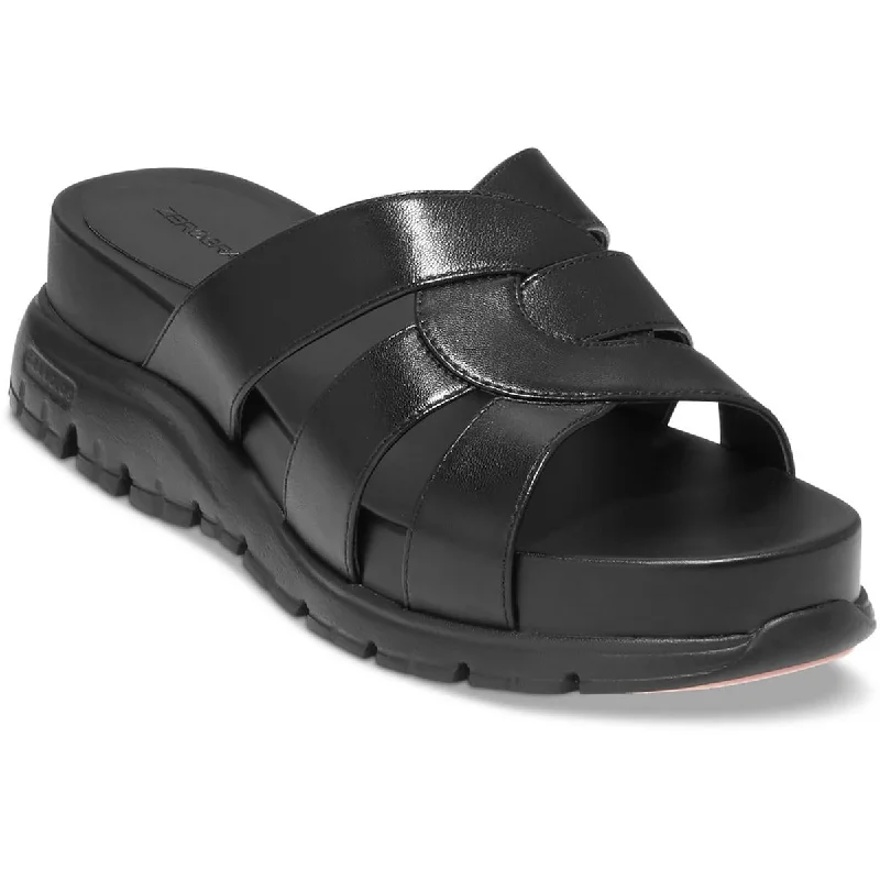 Relaxed Fit Sneakers Cole Haan Womens ZG Slotted Leather Wedge Slide Sandals