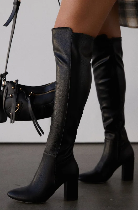 Sleek Walking Shoes Colette Block Heel Boots - Black