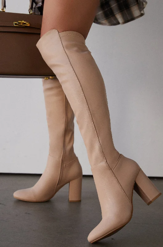 Cozy Memory Foam Shoes Colette Block Heel Boots - Nude