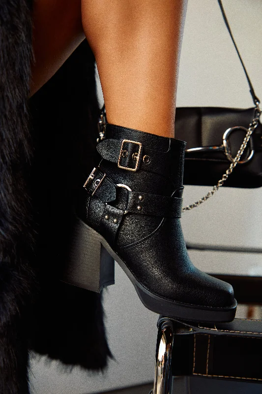 All-Day Cushioned Shoes Daryn Block Heel Ankle Boots - Black