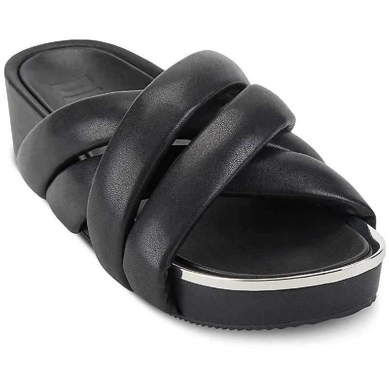 Durable Everyday Shoes DKNY Womens Vienna Faux Leather Slip On Wedge Heels