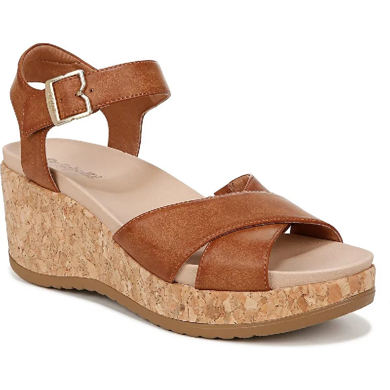 Street Comfort Shoes Dr. Scholl's Shoes Womens Citrine Sun Faux Leather Slingback Wedge Sandals