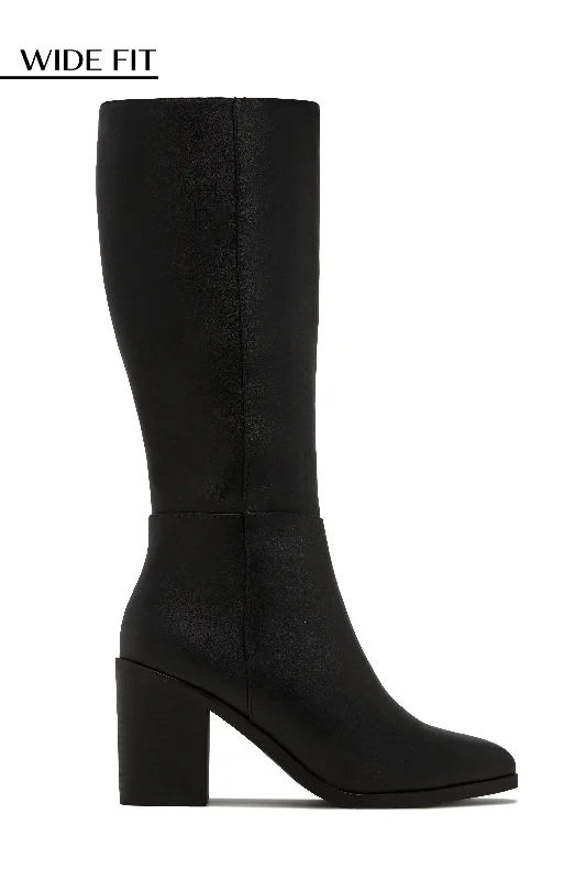 Modern Foam Sneakers Draya Wide Fit Block Heel Boots - Black