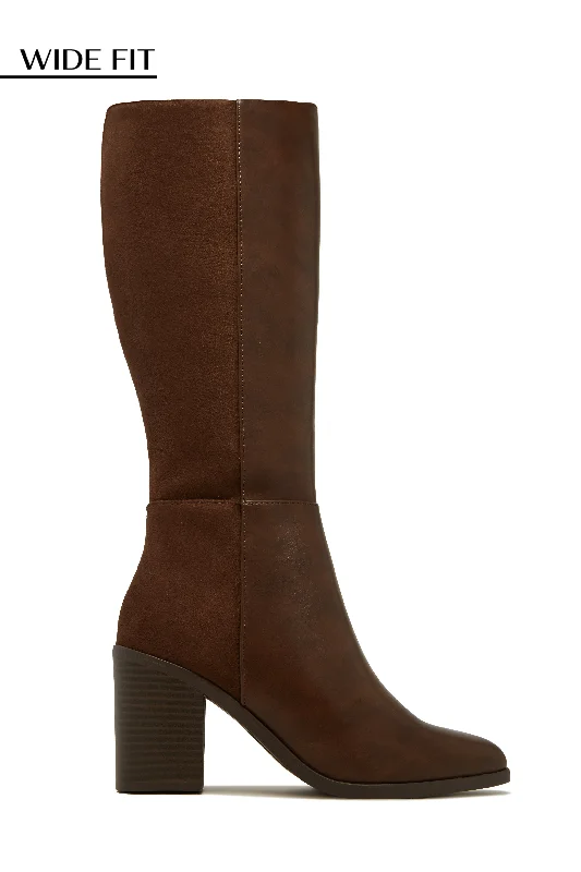 Ultra-Light Mesh Shoes Draya Wide Fit Block Heel Boots - Brown