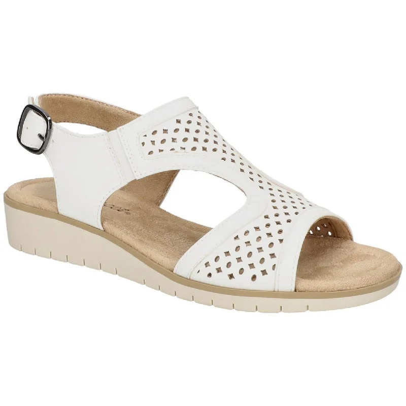 Lightweight Mesh Running Shoes Easy Street Womens Alba Faux Leather Laser Cut Ankle Strap