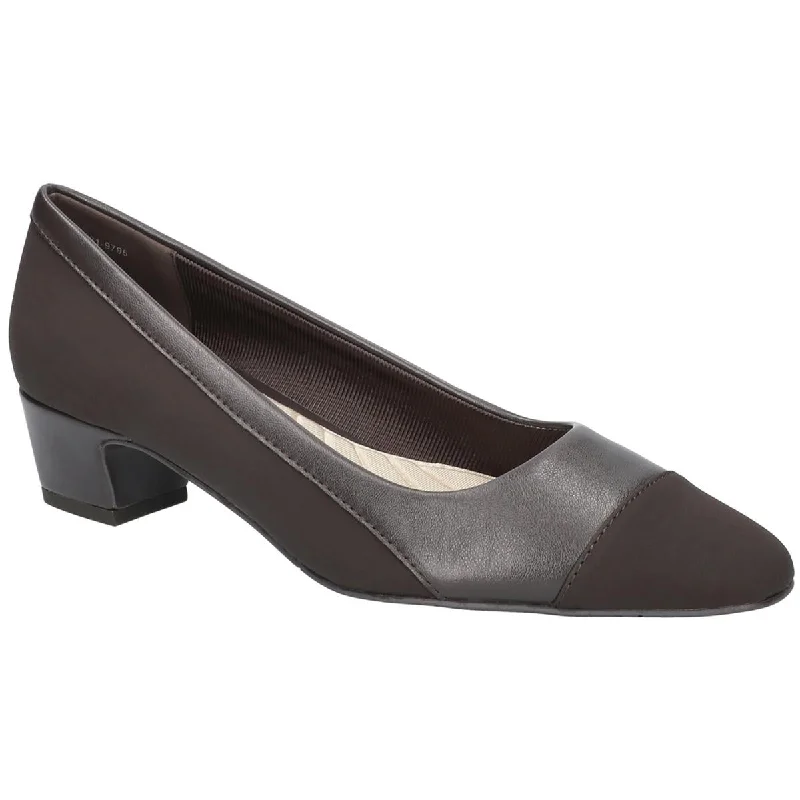 Trendy Athletic Shoes Easy Street Womens Dottie Faux Leather Almond Toe Block Heels