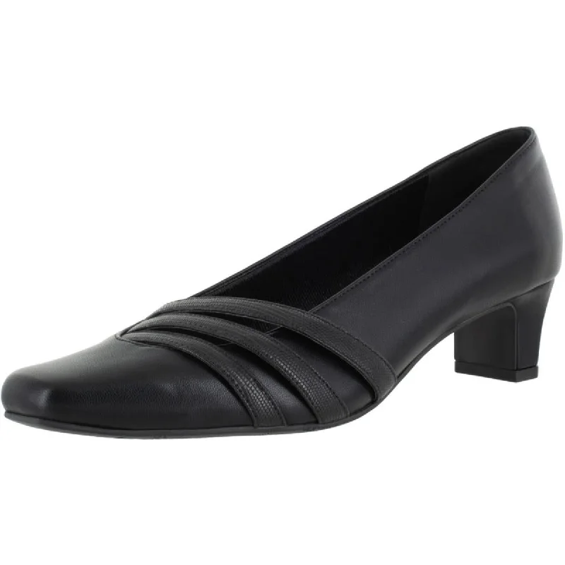 Airy Sport Shoes Easy Street Womens Entice Faux Leather Block Heel Dress Heels