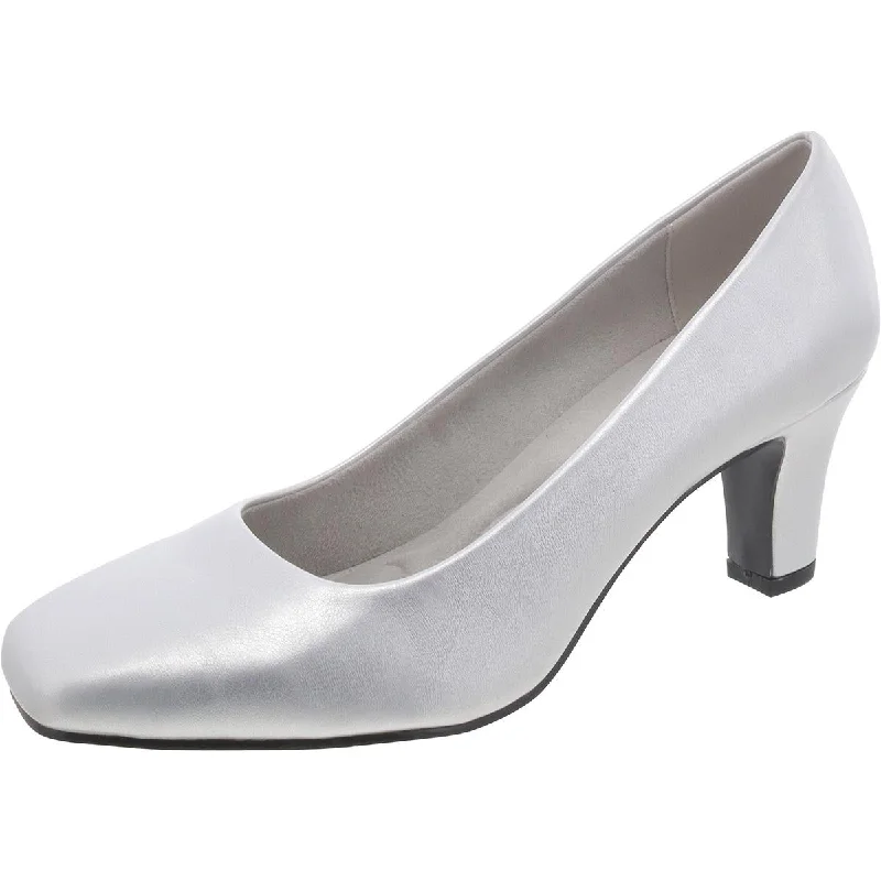 Sporty Casual Shoes Easy Street Womens Faux Leather Square Toe Pumps