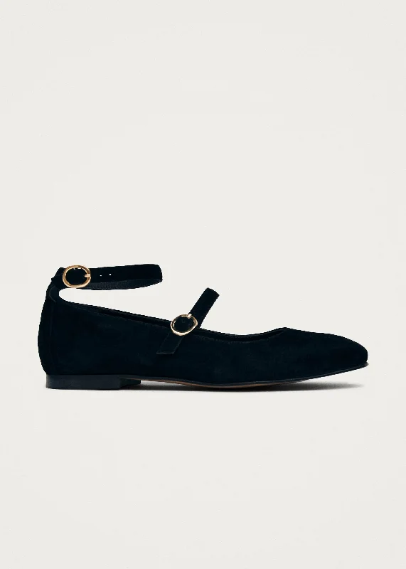 Soft Everyday Sneakers Evelyn Suede Black Leather Ballet Flats