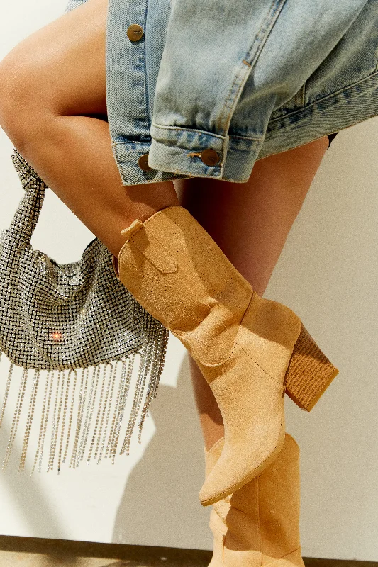 Quick-Dry Running Shoes Festival Ready Cowgirl Boots - Camel