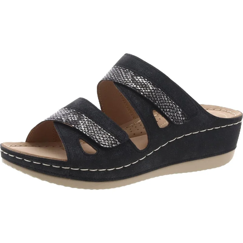Classic Everyday Shoes Good Choice Womens HAVANA Faux Leather Slip on Wedge Sandals