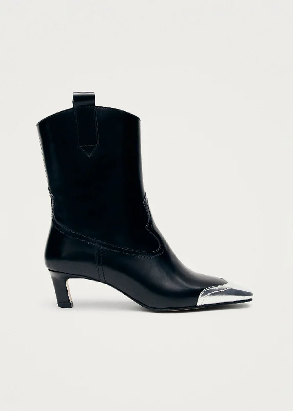 Breathable Street Sneakers Hudson Shimmer Bicolor Black Silver Leather Ankle Boots