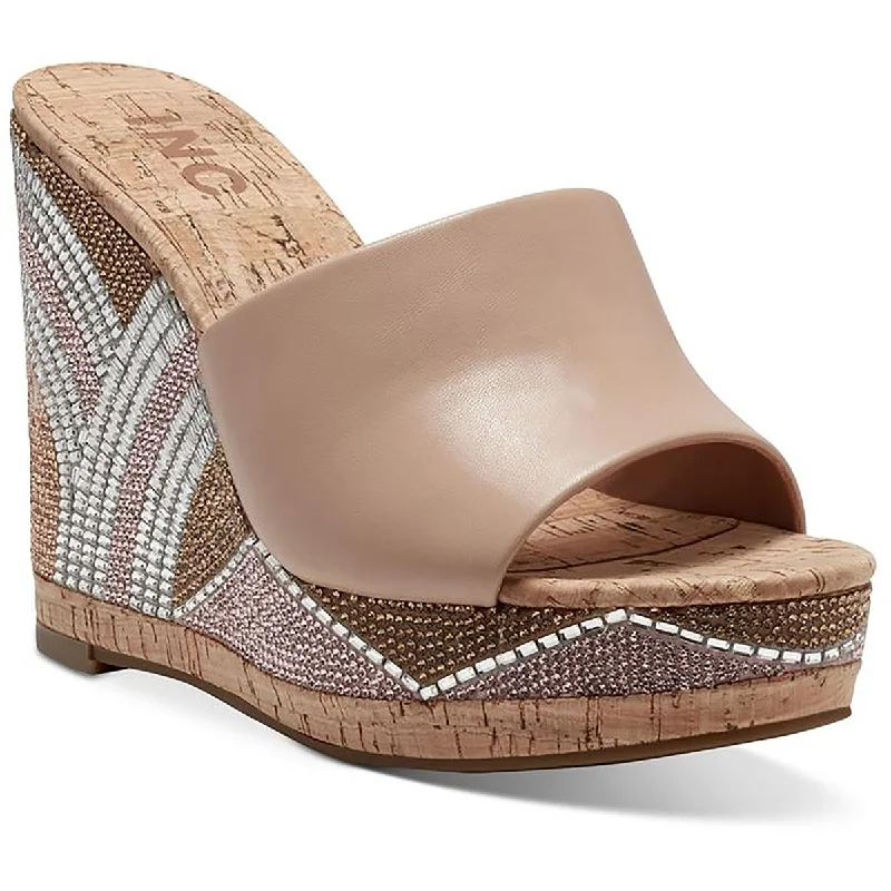 Trendy Walking Sneakers INC Womens Cadie Faux Leather Platform Wedge Heels