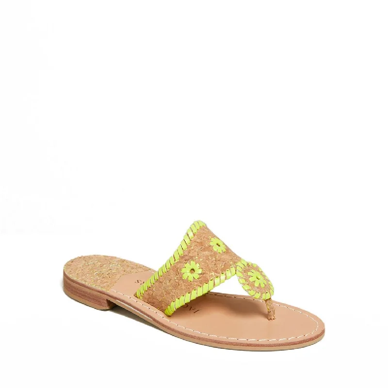 Classic Casual Sneakers Jack Rogers Womens Jack Flat Sandal Leather Cork Thong Sandals