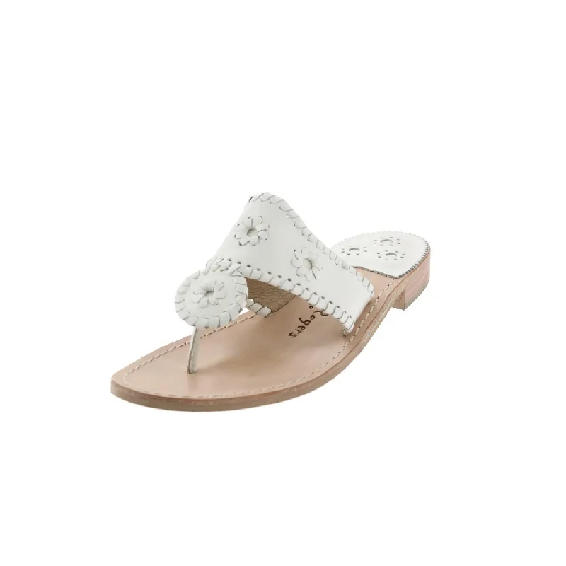 Ultra-Light Mesh Shoes Jack Rogers Womens Palm Beach Patent Whip Stitched Trim Thong Sandals
