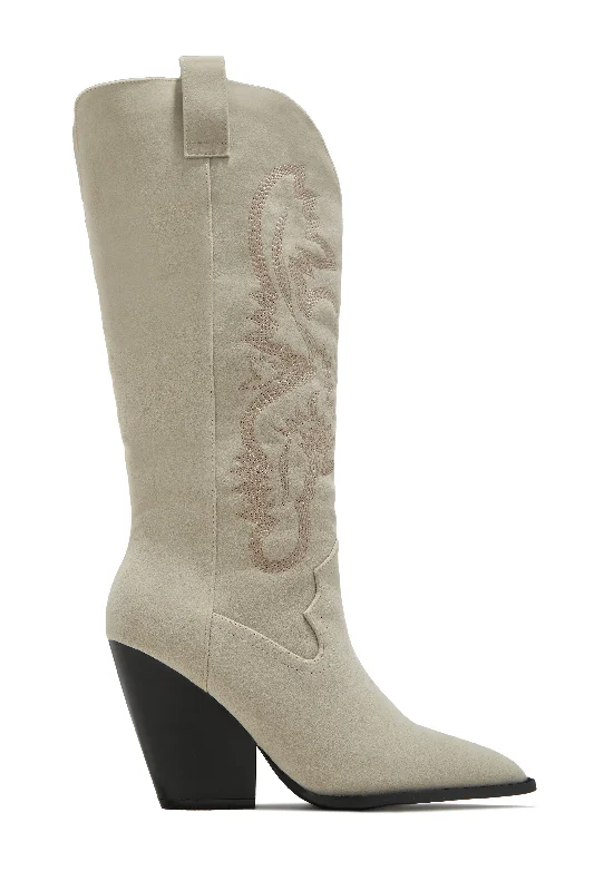 Ergonomic Walking Shoes Jamille Block Heel Cowgirl Boots - Sand