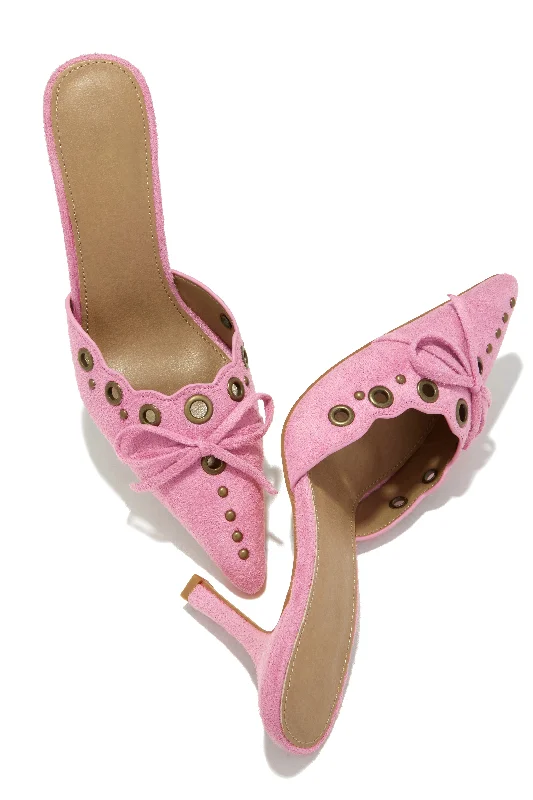 Minimalist Running Shoes Jasmyn Mid Heel Mule Pumps - Pink
