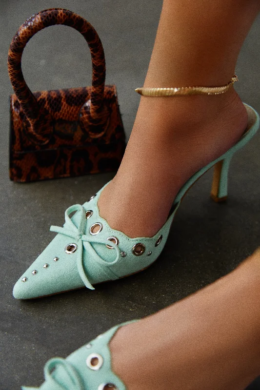 Anti-Slip Running Shoes Jasmyn Mid Heel Mule Pumps - Sage