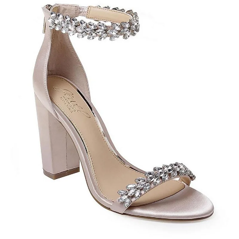 Ergonomic Casual Sneakers Jewel Badgley Mischka Womens SIERRA Satin Open Toe Ankle Strap