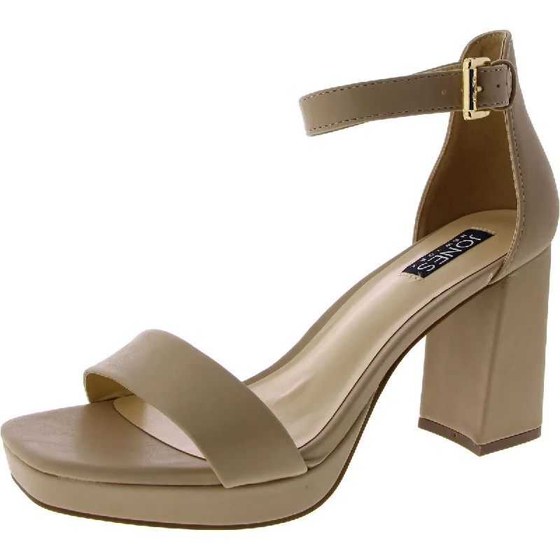 Trendy Athletic Shoes Jones New York Womens TOREN Faux Leather Open Toe Block Heel