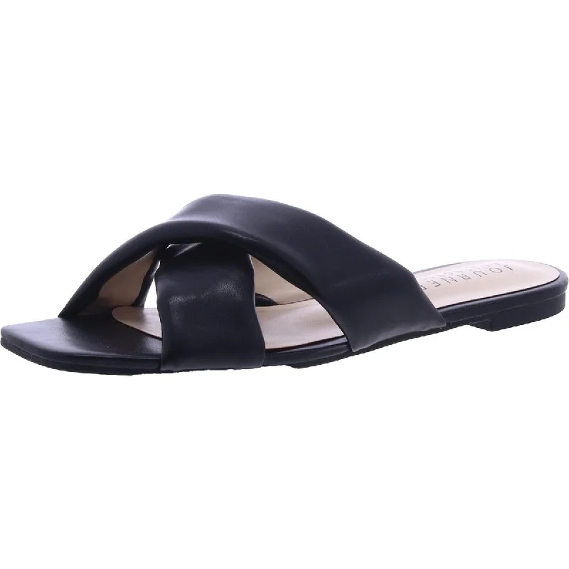 Simple Running Shoes Journee Collection Womens Faux Leather Criss-Cross Slide Sandals