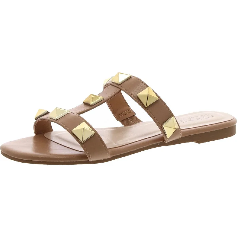 Breathable Lightweight Shoes Journee Collection Womens Faux Leather Studded Slide Sandals