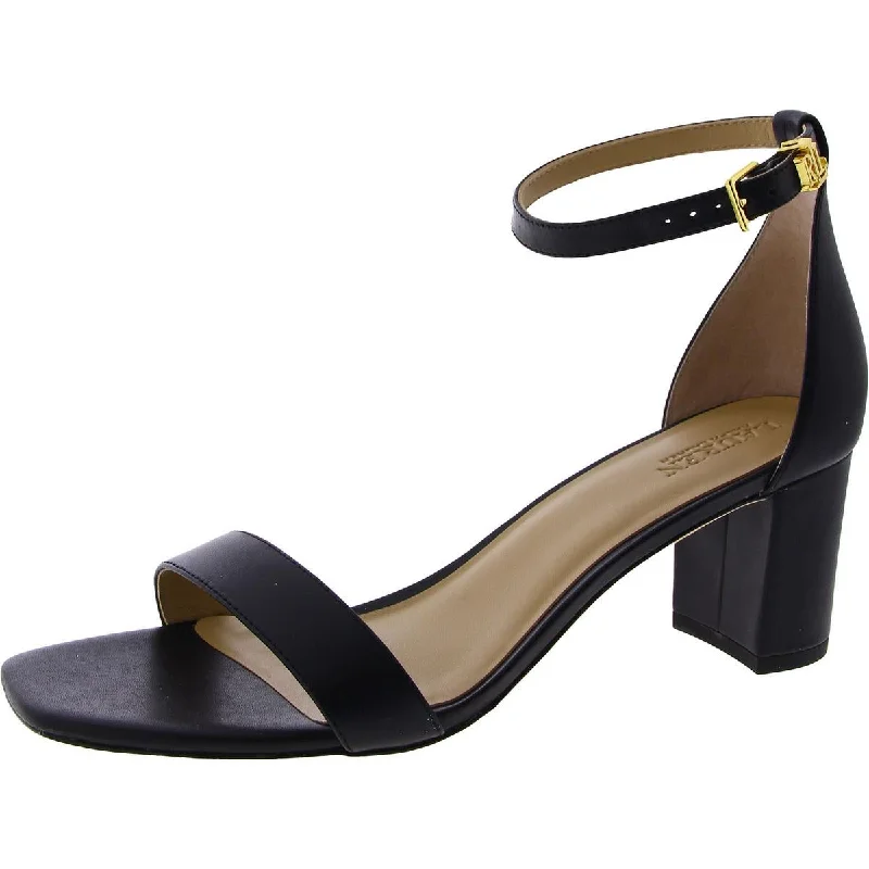Breathable Lightweight Shoes Lauren Ralph Lauren Womens Logan Leather Square Toe Block Heel