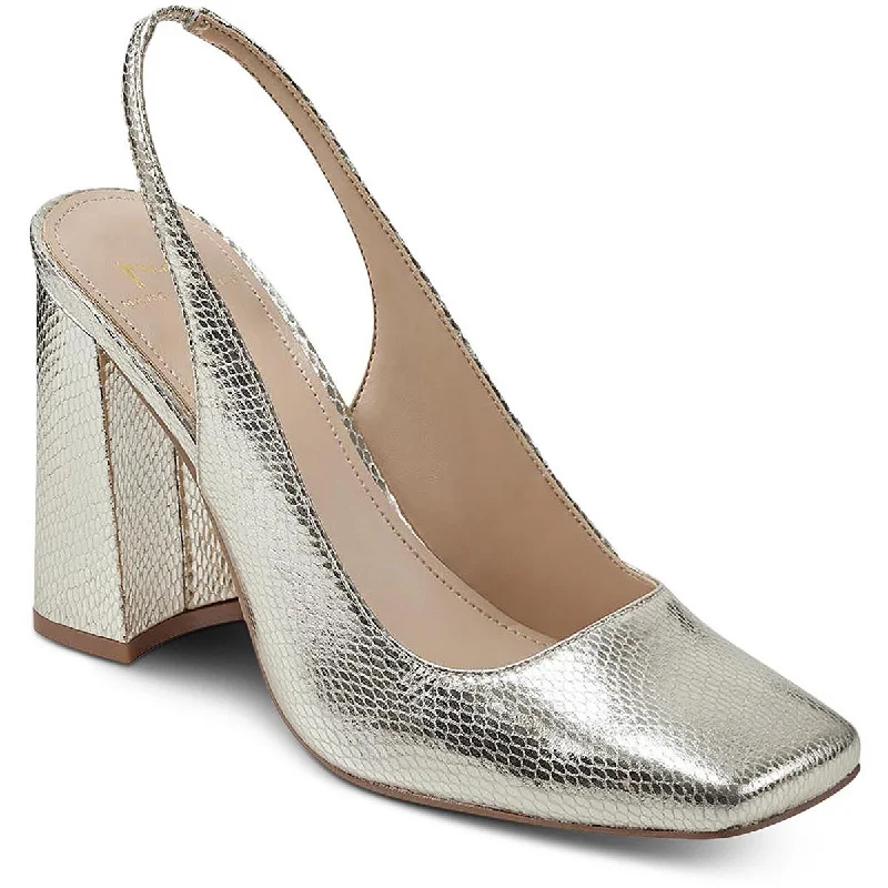 Fashionable Loafers Marc Fisher LTD Womens Onna  Square Toe Leather Heels