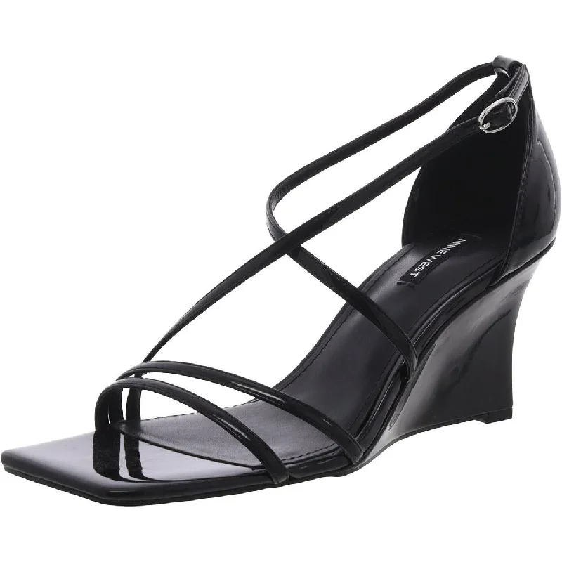 Shock Absorbing Sneakers Nine West Womens Patent Strappy Wedge Sandals