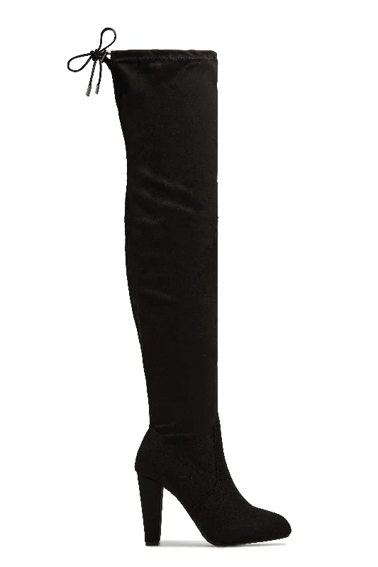 Ultra-Stretch Sneakers No Boundaries Over The Knee Block Heel Boots - Black