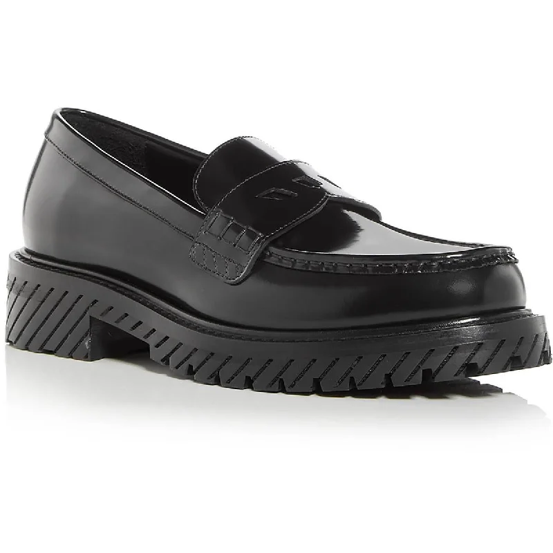 Airy Walking Shoes Off-White Womens Patent Leather Slip On Loafer Heels