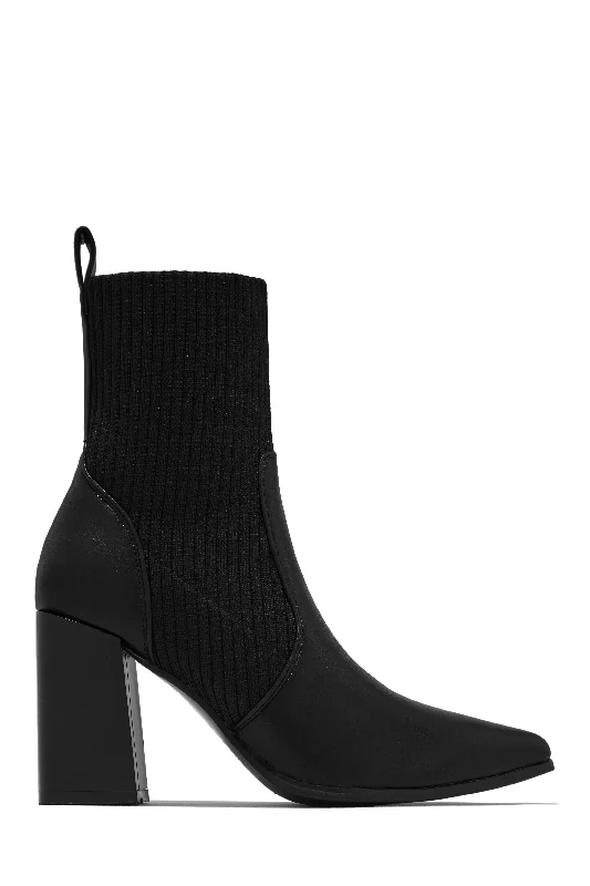 Shockproof Running Sneakers Perfect Night Block Heel Ankle Boots - Black