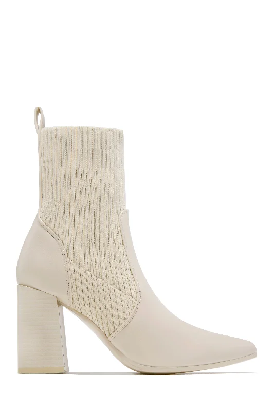 Sporty Breathable Sneakers Perfect Night Block Heel Ankle Boots - Nude