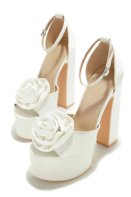 Modern Sport Sneakers Romilly Peep Toe Platform Block High Heels - White